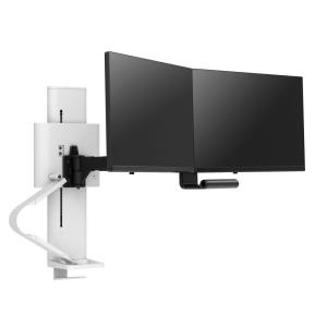 TRACE Dual Monitor Mount (white) with Slim-Profile Clamp