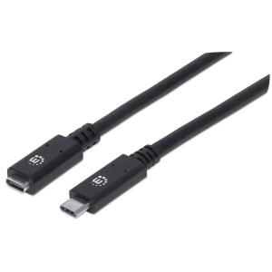 USB 3.1 Cable Gen 2, Type-C Male to Type-C Female, 10 Gbps, 5 A, 50cm Black