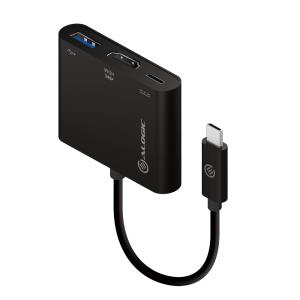 USB-C MultiPort Adapter with HDMI/USB 3.0/USB-C with Power Delivery (60W) - Black - 10cm